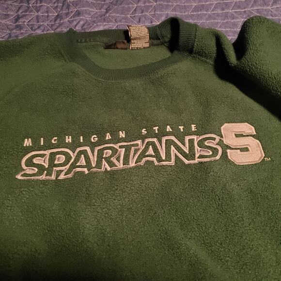 Pro Edge Size XL Michigan State MSU Spartans Green Fleece Pullover FLAWS - Picture 3 of 7